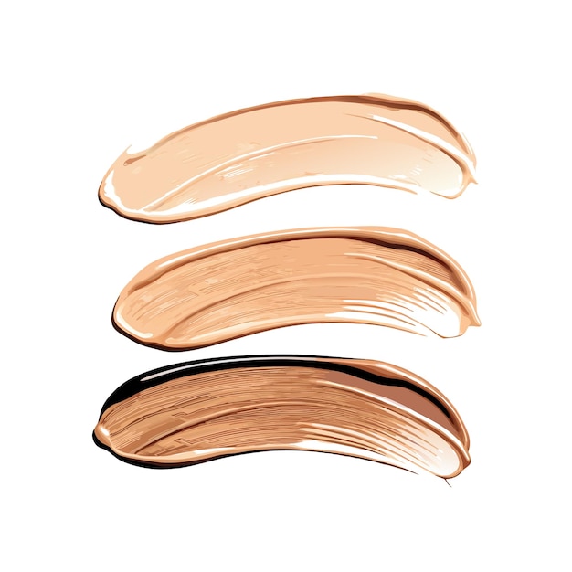 Golpes de fundamento de maquillaje en diferentes tonos sobre un fondo blanco aislado 13