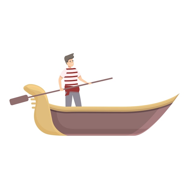 Gondolero hombre icono dibujos animados vector Venecia góndola barco italiano