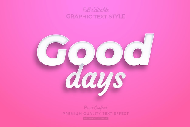 Good Days Clean Estilo de fuente de efecto de texto premium editable