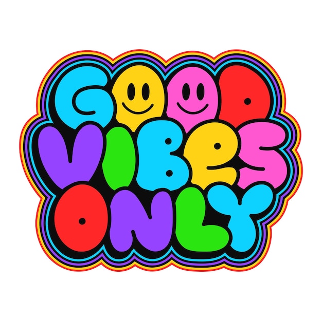 Good vibes only tshirt print Vector dibujado a mano doodle línea dibujos animados ilustración Good vibes only print para camiseta posterstickercoverlogo concept