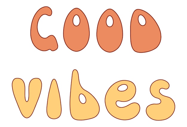 Good vibes Retro 1970s groovy colorido lema vintage