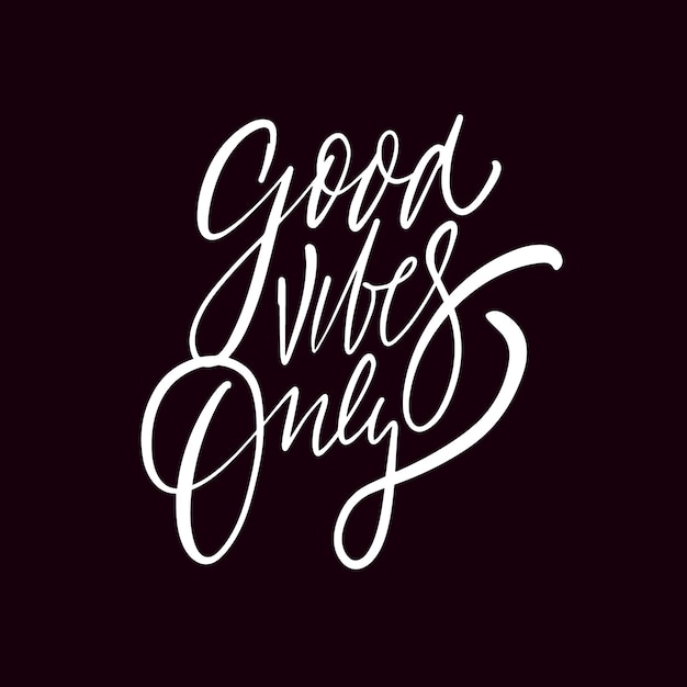 Good Vibes Sólo color blanco dibujado a mano caligrafía de pincel moderno.