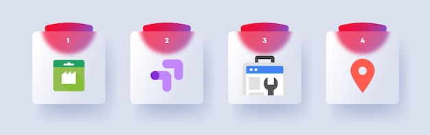 Google establece el icono de Chrome Google podcast one drive mapas de búsqueda de píxeles consola optimizar anuncios de Google medios interactivos manafacturado centro estilo Glassmorphism icono de línea vectorial para negocios