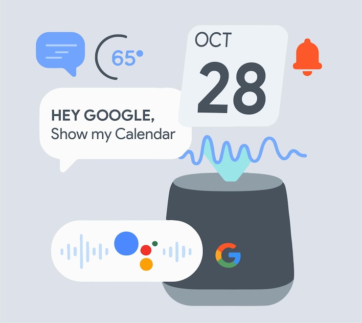 Vector google voice assist october vector illustration editable