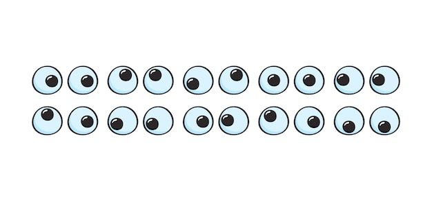 Googly plástico ojos juguete vector icono expresión facial elementos redondos personaje de dibujos animados