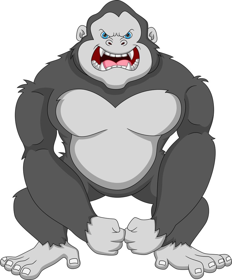 Vector gorila enojado de dibujos animados sobre fondo blanco