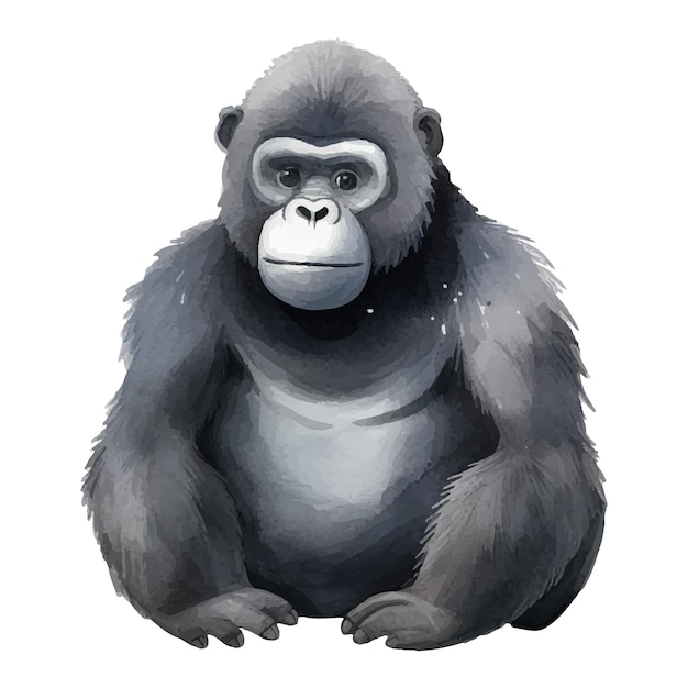 El gorila es una ilustración vectorial de acuarela.