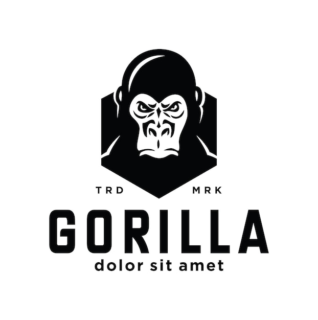 Gorila Logo Diseño mascota emblema Icono Ilustración silueta negra