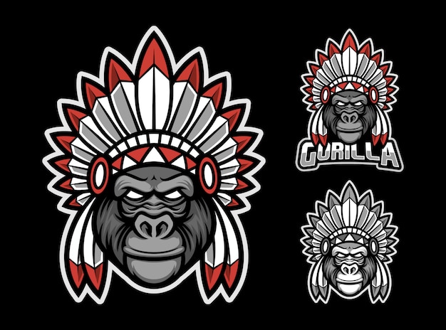 Vector gorilla apache esport mascota logo