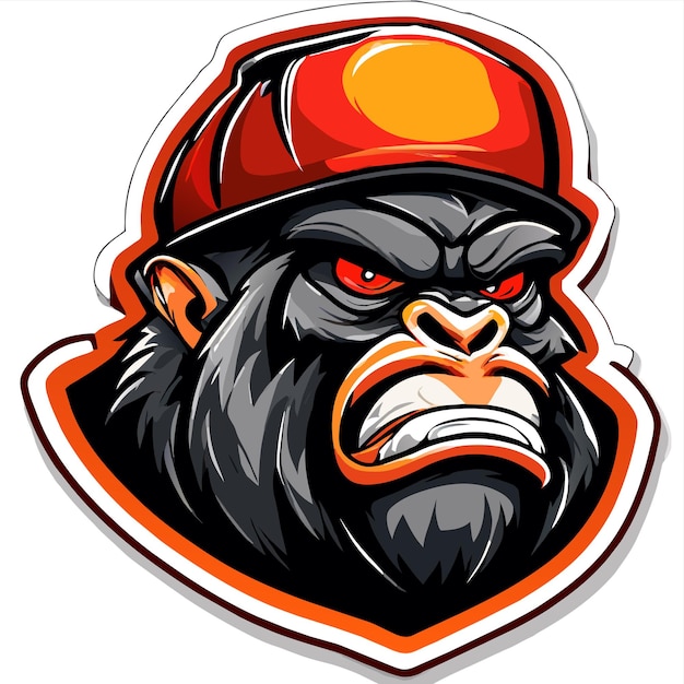 Vector gorilla gaming esport mascota dibujada a mano plana elegante pegatina de dibujos animados icono concepto aislado