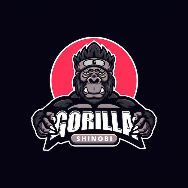 Vector gorilla shinobi mascot logo esport