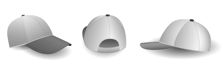 Vector gorra de béisbol blanca realista aislada en blanco