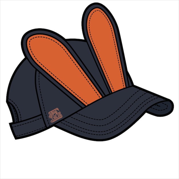 Gorra de béisbol deportiva con orejas de conejito en vector editable