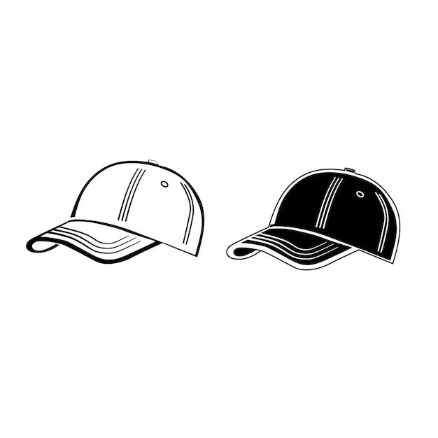 Gorra de béisbol en estilo de contorno sobre fondo blanco.