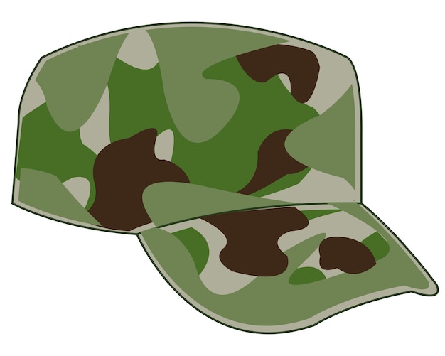 La gorra de camuflaje militar sobre fondo blanco está aislada