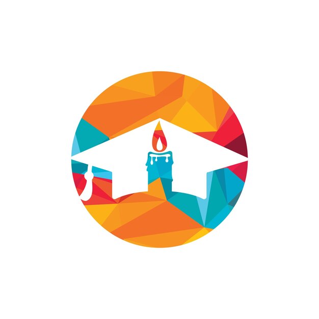 Gorra de graduación con diseño de logotipo de vector de icono de vela
