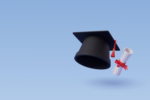 Vector gorra de posgrado vectorial 3d con diploma en estudiante azul y concepto educativo eps 10 vector