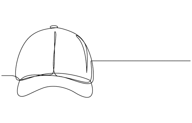 gorra de sombrero continua un dibujo de línea vectorial ilustración de senderismo aventura gorra de Sombrero viaje de viaje