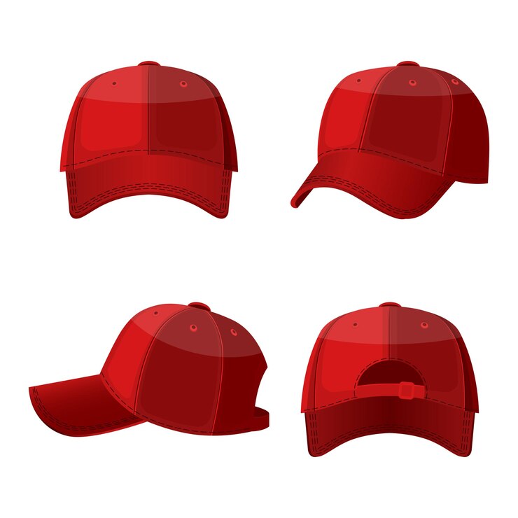 Vector gorras de béisbol en la parte delantera y trasera vista aislado en blanco