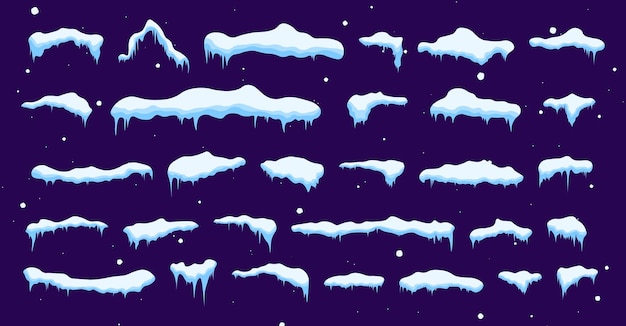 Gorras de vector de nieve Gorras de nieve y objetos de formación de hielo en el techo