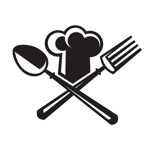 gorro de chef con cuchara y tenedor