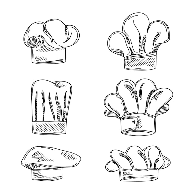 Gorro de chef de dibujo negro Ilustración vectorial Ropa protectora para la cocina