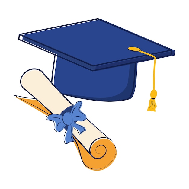 Gorro de graduación de estudiante con certificado