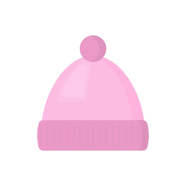 Vector gorro de invierno rosa con pompón aislado sobre fondo blanco dibujos animados gorro de punto prediseñadas abrigo de invierno