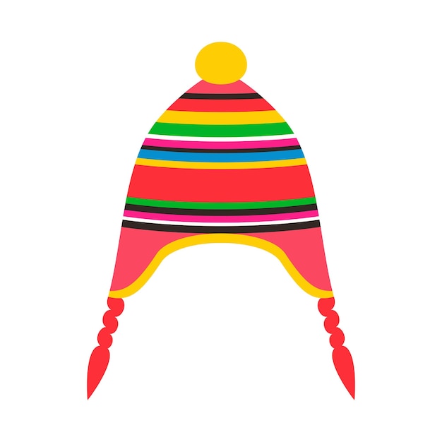 Gorro de lana tradicional peruano. Ilustración de vector de estilo plano.