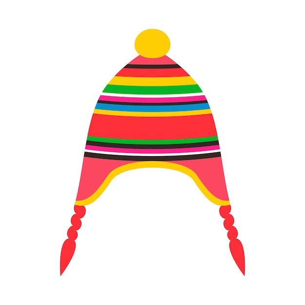 Gorro de lana tradicional peruano. Ilustración de vector de estilo plano.