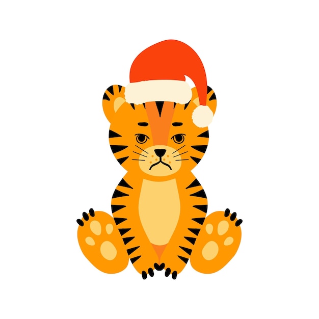 Gorro de papá noel sentado con tigre