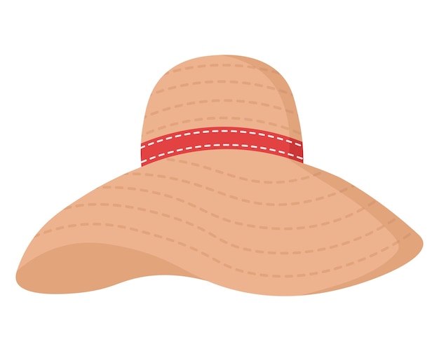 Vector gorro tejido para tomar el sol en la playa. imágenes prediseñadas planas de fideos. todos los colores están repintados.