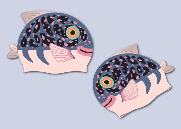 Vector gorros de natación hawkfish