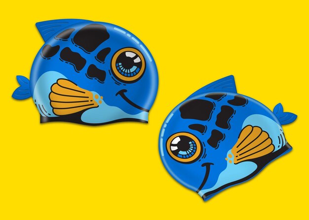 Vector gorros de natación para niños con personajes de peces diseño 12