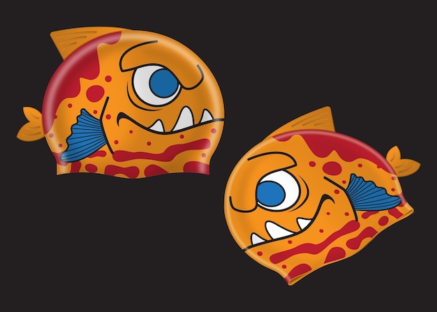 Vector gorros de natación de personajes de peces para niños diseño 10