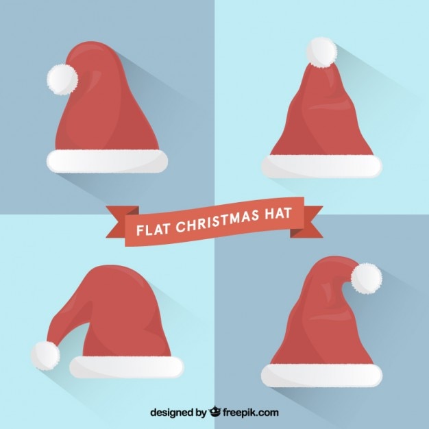 Vector gorros de navidad planos