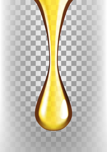 Vector gota de aceite dorado realista natural o combustible