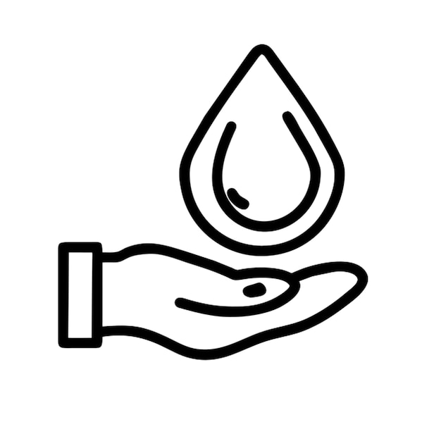gota de agua en un contorno de icono de mano