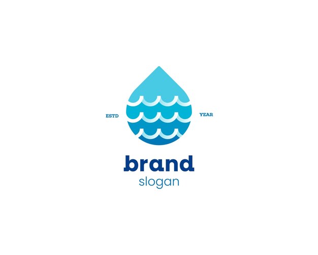Gota de agua creativa con logo de ondas simples.