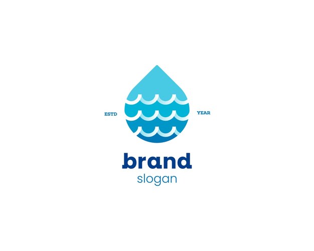 Vector gota de agua creativa con logo de ondas simples.