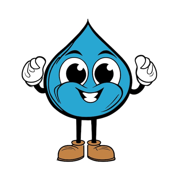 Vector gota de agua dibujada a mano plana elegante mascota personaje de dibujos animados dibujo pegatina icono concepto aislado