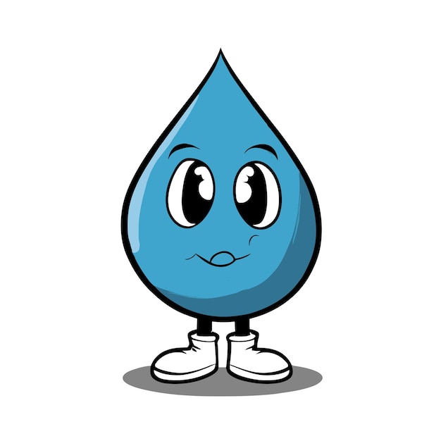 Vector gota de agua dibujada a mano plana elegante mascota personaje de dibujos animados dibujo pegatina icono concepto aislado