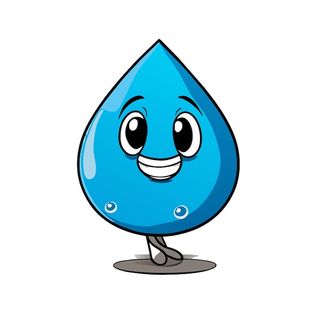 Vector gota de agua dibujada a mano plana elegante mascota personaje de dibujos animados dibujo pegatina icono concepto aislado