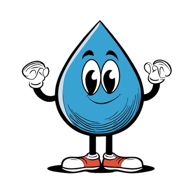 Vector gota de agua dibujada a mano plana elegante mascota personaje de dibujos animados dibujo pegatina icono concepto aislado