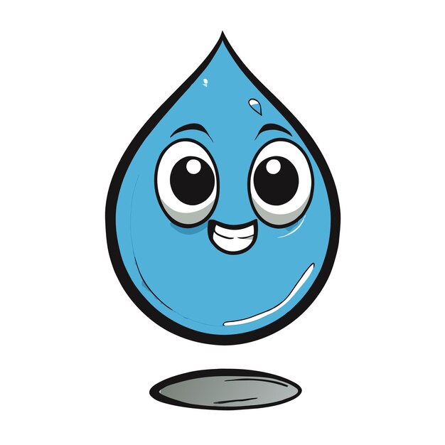 Vector gota de agua dibujada a mano plana elegante mascota personaje de dibujos animados dibujo pegatina icono concepto aislado