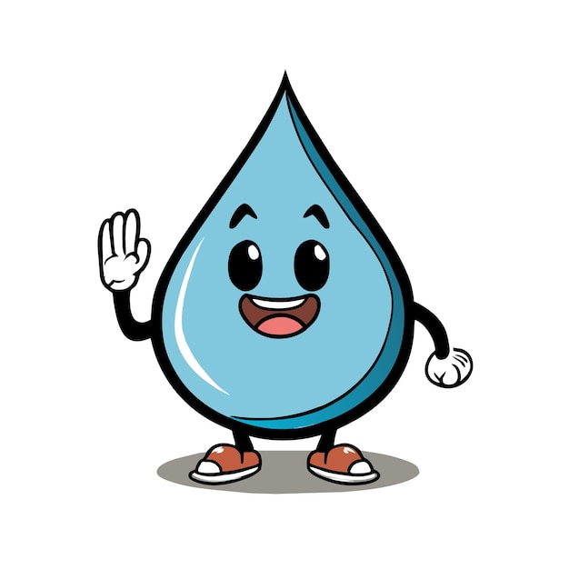 Vector gota de agua dibujada a mano plana elegante mascota personaje de dibujos animados dibujo pegatina icono concepto aislado