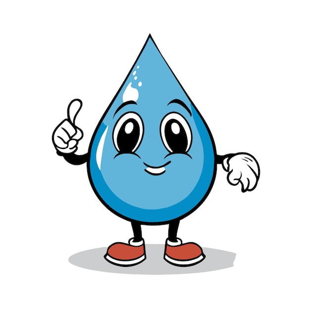 Vector gota de agua dibujada a mano plana elegante mascota personaje de dibujos animados dibujo pegatina icono concepto aislado