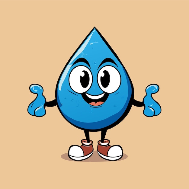 Vector gota de agua dibujada a mano plana elegante mascota personaje de dibujos animados dibujo pegatina icono concepto aislado