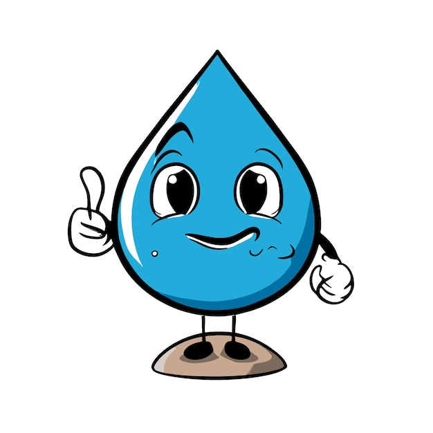 Vector gota de agua dibujada a mano plana elegante mascota personaje de dibujos animados dibujo pegatina icono concepto aislado