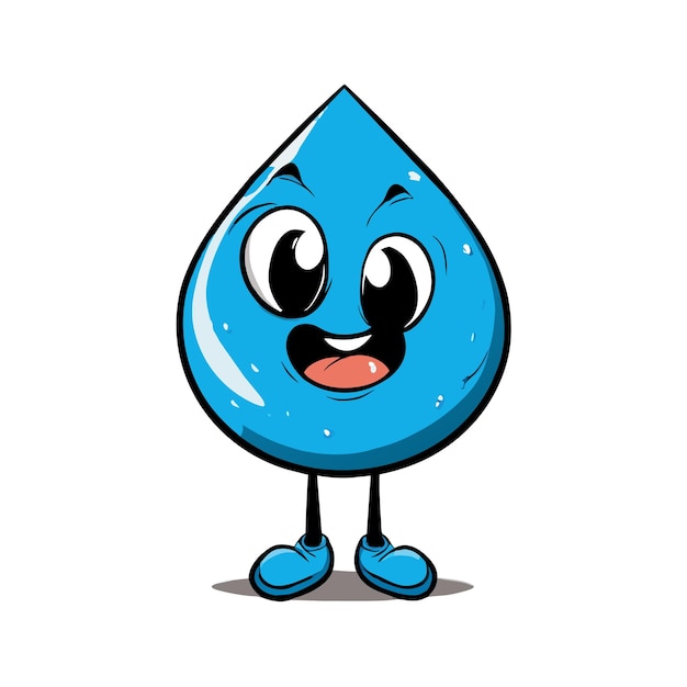 Gota de agua dibujada a mano plana elegante mascota personaje de dibujos animados dibujo pegatina icono concepto aislado